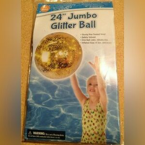 4/$20 Swim Gear Gold Glitter 17½" Jumbo Beach Ball Inflatable 24" Water Toy